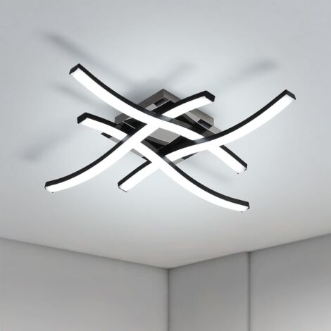 Goeco – Plafonnier LED moderne 24W 2300LM – Lumière froide 6500K – Design ondulé avec 4 tubes – Base métallique résistante – Dimensions 46x46x7cm