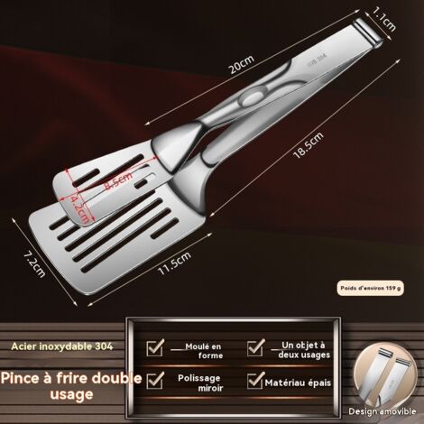 pince polyvalente en acier inoxydable pour alimentation pain charbon de barbecue dechets exterieur pince a feu allongee outil de barbecue (1/4)