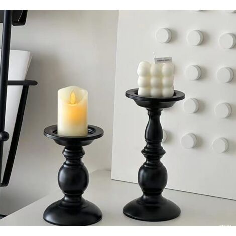 Set de 2 Bougeoirs en Fer Noir Style Romain, Décoration de Table pour Bougies, Vintage et Élégant (1/3)