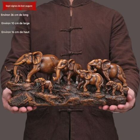 Figurine Éléphants en Résine, Décoration Porte-Bonheur pour Maison et Bureau, Style Traditionnel (1/4)