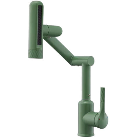 Robinet de Lavabo Multifonction à Bras Mécanique Vert Foncé, Mitigeur Eau Froide et Chaude, Salle de Bain (1/2)