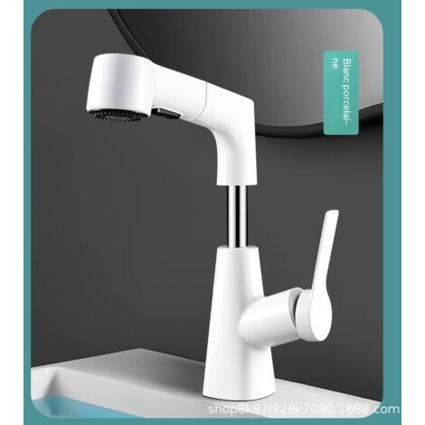 Robinet de Lavabo Extensible 2 Modes, Cuivre Massif, Mitigeur Eau Froide et Chaude, pour Salle de Bain (1/5)