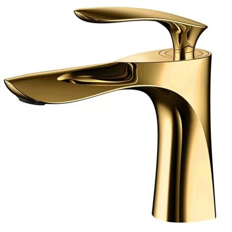 Robinet de Lavabo en Acier Inoxydable, Design Feuille d'Érable, Mitigeur Eau Froide et Chaude, Salle de Bain (1/5)