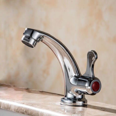 Robinet de Lavabo à Commande Latérale en Alliage de Zinc, Robinet d'Eau Froide Simple pour Salle de Bain, Robinet de Lavabo 1/2" pour Usage Domestique (1/3)