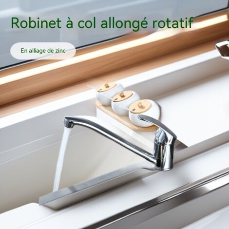 Robinet de cuisine vertical bas, eau chaude et froide, pivotant, col long prolongé pour évier (1/4)