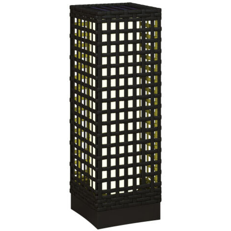 Lampe solaire, design rotin, 15,5 x 15,5 x 46 cm, étanche avec capteur de luminosité, lampe de jardin LED automatique, noire, pour terrasse et jardin (1/4)