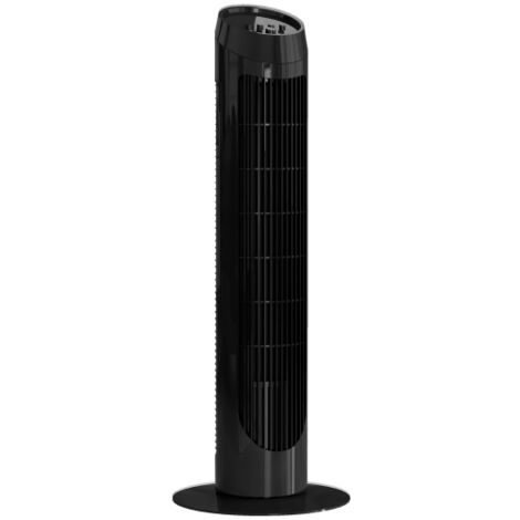 Ventilateur tour 45 W, silencieux, 3 vitesses, oscillation à 70°, ABS noir, Ø 27 x H 75 cm, pour une fraîcheur agréable (1/4)