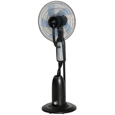 Ventilateur sur pied refroidi par eau avec fonction brumisation réglable, 3 vitesses, réservoir d'eau de 3 L, oscillation à 75°, 90 W, avec roulettes, 125 cm (1/4)