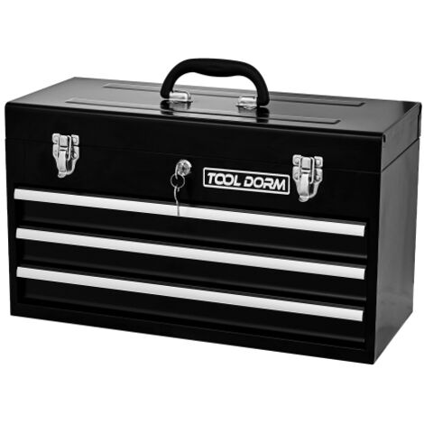 Boîte à outils métallique de 20,3 pouces avec tiroirs, boîte à outils portable en acier avec doublure de protection et fermeture à loquet métallique avec serrure pour garage, maison et entrepôt (noir (1/3)