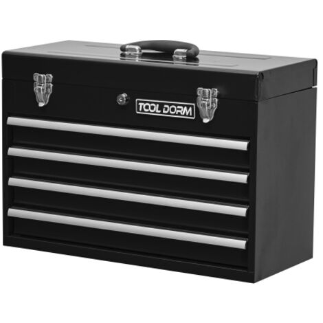Boîte à outils métallique de 20,3 pouces avec tiroirs, boîte à outils portable en acier avec doublure de protection et fermeture à loquet métallique avec serrure pour garage, maison et entrepôt (noir (1/3)