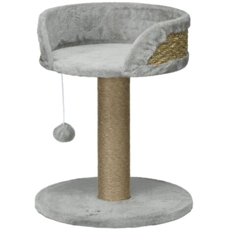 Petit arbre à chat, 49 cm, avec balle de jeu, espace de repos, arbre à chat pour chats jusqu'à 4 kg, mobilier pour chat, jute gris (1/4)