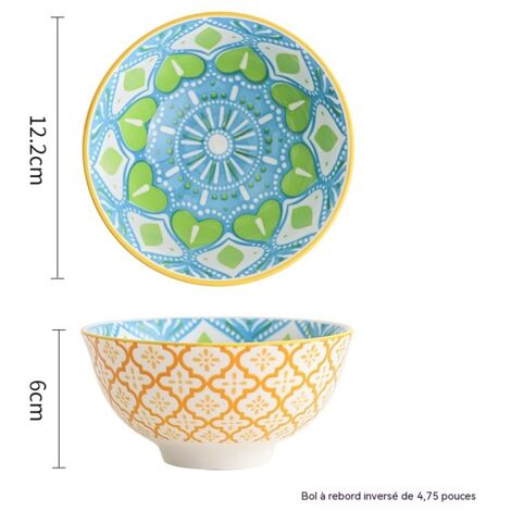 bol a riz et bol a salade en ceramique couleur sous glaçure style boheme original unique usage domestique tres beau design (1/2)