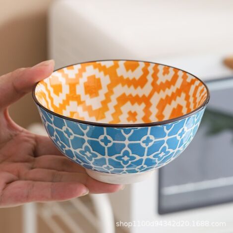 bol a riz et bol a salade en ceramique couleur sous glaçure style boheme original unique usage domestique tres beau design (1/3)
