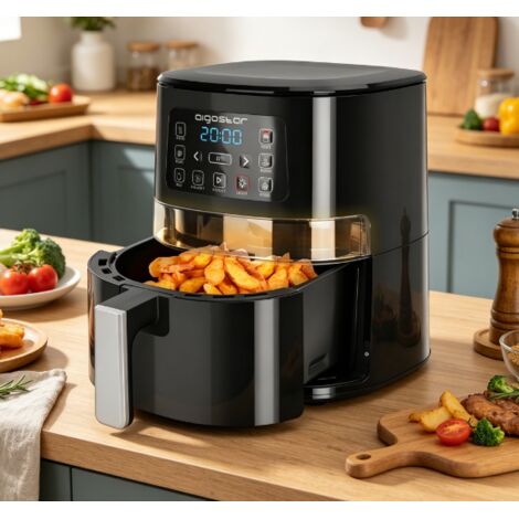 Friteuse sans huile Aigostar 1600W 4L, écran tactile intelligent, sécurité renforcée, cuisson multifonction pour la maison (1/2)