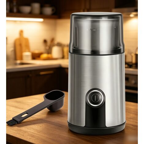Broyeur à grains de café électrique Aigostar 200W, capacité 75g en acier inoxydable, broyage rapide réglable, broyeur domestique pour espresso, café filtre et café artisanal (1/2)