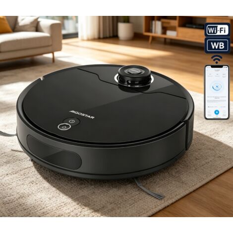 Robot de nettoyage intelligent Aigostar WiFi, navigation laser précise, aspiration et lavage 2-en-1, contrôle par application, silencieux et automatique pour la maison (1/3)