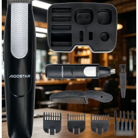 Tondeuse multifonction 3-en-1 Aigostar pour homme, coupe-cheveux, rasoir et tondeuse à nez, rechargeable, portable et étanche (1/3)