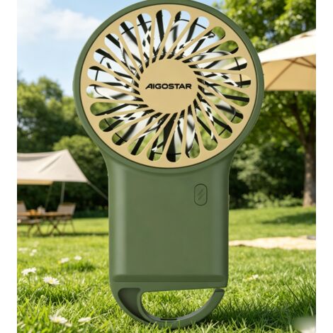 Ventilateur Portable Mini Aigostar Vert, 3,2 pouces 7 Pales, 3 Vitesses Rechargeable, Batterie 500mAh, Ventilateur de Poche Silencieux pour Bureau Voyage Extérieur (1/3)