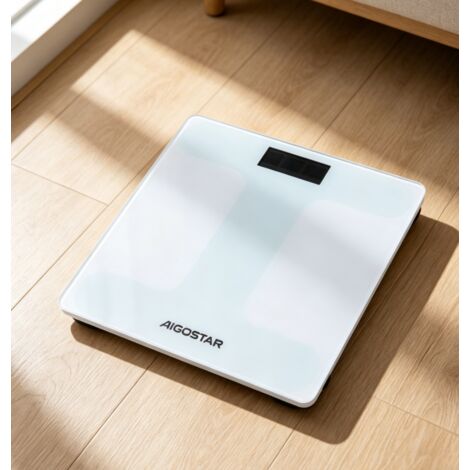 Balance Numérique 180KG, Pèse-personne Haute Précision avec Écran LCD, Plateforme en Verre Trempé Antidérapant, Idéal pour Salle de Bain