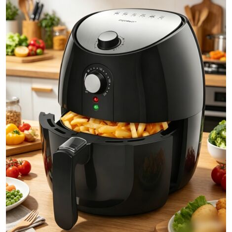 Friteuse à Air Haute Puissance 1500W, Friteuse Sans Huile Saine, Réglage de Température 80-200℃, Minuterie 30 Minutes, Panier Antiadhésif, Multifonction pour Cuisine (1/2)