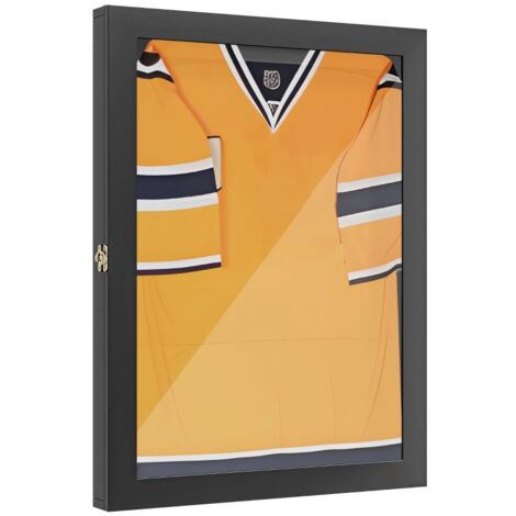 Frame box T-frame noir pour maillot, porte acrylique avec doublure interne en feutre, dimensions 60 x 6,5 x 80 cm (1/5)