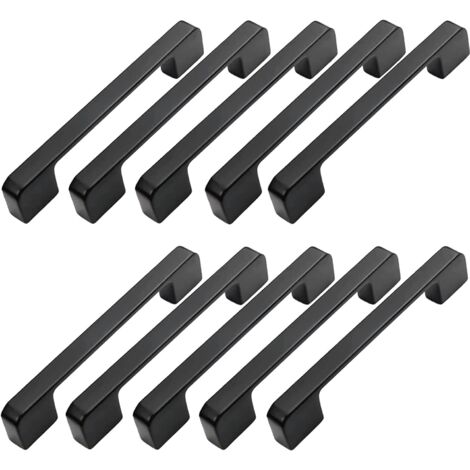 Minkurow – Poignée de meuble 10pcs – Alliage d'aluminium – Entraxe 160mm – Finition noire – Pour placards et tiroirs - 160mm-Poign