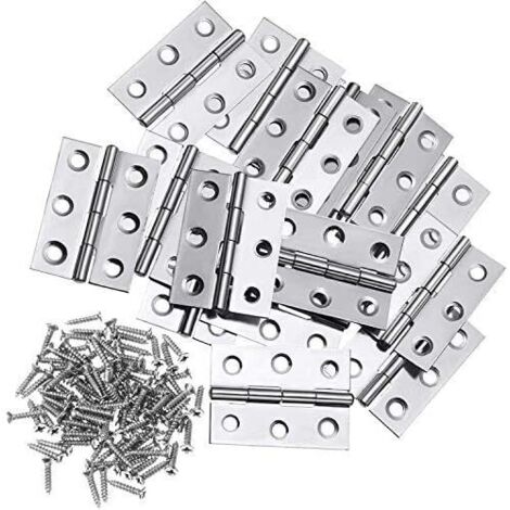 Lot de 10 charnières en acier inoxydable 304 3 pouces – Résistance à la corrosion – Inclus 60 vis M4 x 16mm – Pour meubles et armoires – Kueatily - 60Pcs