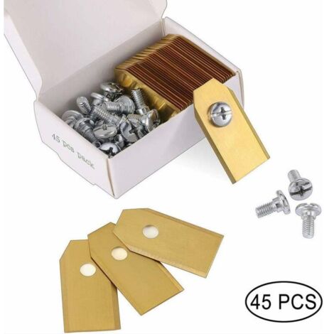 45 x Lames de Couteau en Titane pour Toutes Les Tondeuses Robotiques Husqvarn/Automower/ Yardforce/Gardena(3g-0.75mm) Avec 45 Vis, Lames de Rechange pour Modéles 105,310,315,320,420,430x,r40i