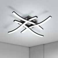 Goeco – Plafonnier LED moderne 24W 2300LM – Lumière froide 6500K – Design ondulé avec 4 tubes – Base métallique résistante – Dimensions 46x46x7cm