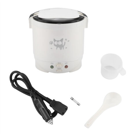 GARRYFIZH Cuiseur à riz/cuiseur vapeur électrique portable multifonctionnel 12 V 100 W 1 L pour voiture (blanc)