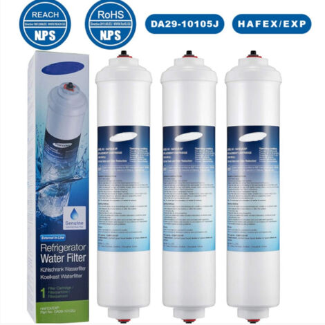 Aiperq – Lot de 3 filtres à eau de rechange pour réfrigérateurs AEG, Bosch, Samsung – Élimine chlore et impuretés – Charbon actif haute qualité - DA29-10105J (1/4)
