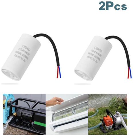 Rnemitery – Condensateur CBB60 16µF – Démarrage moteur 50/60Hz – Livré avec fils pour installation facile – Compatible compresseurs et ventilateurs