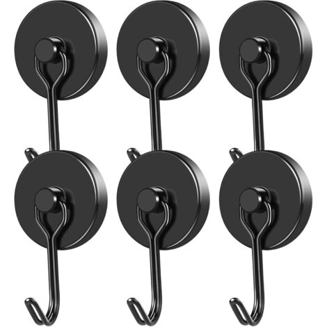 Rnemitery – Crochets aimantés néodyme 15 kg – 6 pièces – Antirouille – Installation rapide sur surfaces métalliques – Pour cuisine, bureau, garage