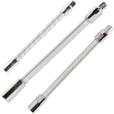 Rnemitery – Lot de 3 rallonges flexibles en acier inoxydable – Longueur 1/4' 150mm, 3/8' 200mm, 1/2' 250mm – Pour espaces restreints et transmission de couple (1/5)