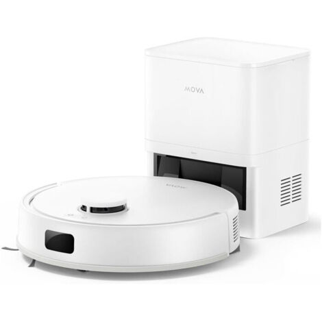 Aspiratore Robot Mova E20 Plus 2-in-1 con Lavaggio e Aspirazione, Auto-vidangeabile fino a 90 Giorni, Navigazione LDS, Potenza 5000 Pa, Design Moderno e Compatto, Bianco