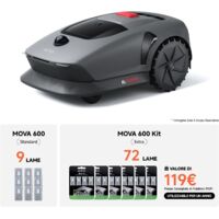 MOVA 600 Kit con 72 lame sostituibili, Robot tosaerba configurazione senza fili, mappatura 3D-LiDAR fino a 800 m², superamento ostacoli intelligente, controllo via app, allarmi di sicurezza