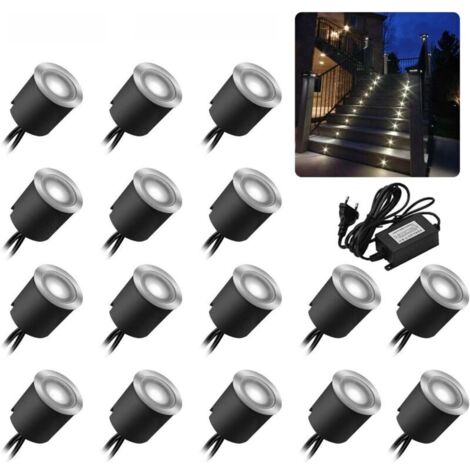 Langray – 16er-Pack LED-Bodeneinbaustrahler – IP67 wasserdicht – 0,6 W – Ø 32 mm – 4000 K weiß – 12 V – Einfache Montage auf Beton und Holz
