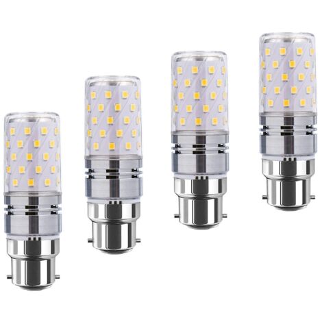 B22 LED-Maisbirnen, 12 W, entspricht 100 W Glühlampen, 1200 lm, warmweiß 3000 K, Kronleuchter-Glühbirnen, dekorativer Kerzensockel B22, nicht dimmbare LED-Lampe, 4er-Pack [Energieklasse A+]