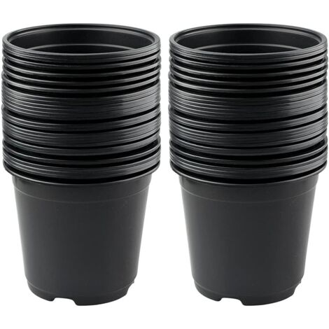 50 Stück 15 cm Schwarz groß Blumentöpfe Runde Kunststoff Innen Pflanztöpfe mit Palette/Tabletts für Büro Balkon Geländer