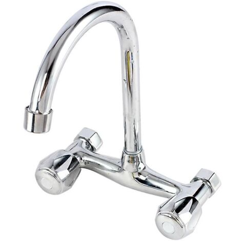 Wandmontierter Küchenarmatur Doppelgriff-Waschtischarmatur (Silber) (1/5)