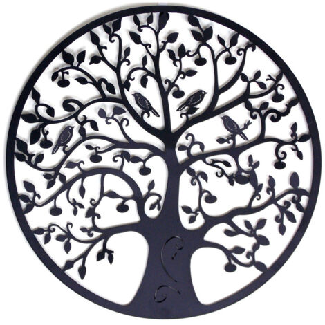 60x60cm Baum des Lebens Metallwandkunst runde Skulptur hängen Hausgarten Dekor (1/5)
