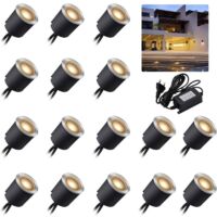 Langray – 16er-Pack IP67 LED-Einbaustrahler – Wasserdicht, 12 V, 0,6 W – Warmweiß (2800 K) – Für Terrassen und Treppen – 32 mm Durchmesser