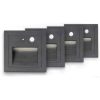 Ineasicer 4er-Pack LED-Einbaustrahler, 3 W, Wandleuchte, Treppenleuchte, Bodenleuchte mit Bewegungsmelder, Einbau, 2800 K Warmweiß-Weiß/Schwarz