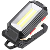 Wiederaufladbare LangRay LED-Arbeitsleuchte mit Magnetfuß und Aufhängehaken, 4 Helligkeitsmodi, 180 ° einstellbare Inspektionsleuchte für Camping- und Notfallreparaturen