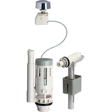 Edouard Rousseau – Mécanisme de chasse d'eau à bouton poussoir double débit 3L/6L – Robinet flotteur pour alimentation latérale – Réglable en hauteur