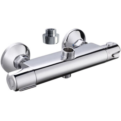 Edouard Rousseau – Mitigeur thermostatique de douche Breva chromé – Mécanisme cartouche thermostatique – Sécurité anti-brûlure – Corps en laiton durable