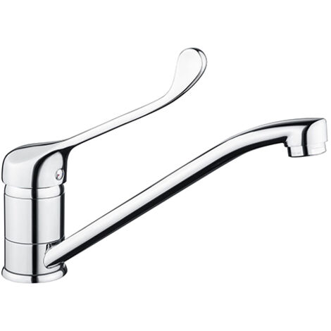 Edouard Rousseau – Mitigeur de cuisine évier EDINBURGH PMR – Hauteur sous bec 124 mm – Finition chrome – Bec mobile soudé – Économie d'eau éco-stop (1/8)