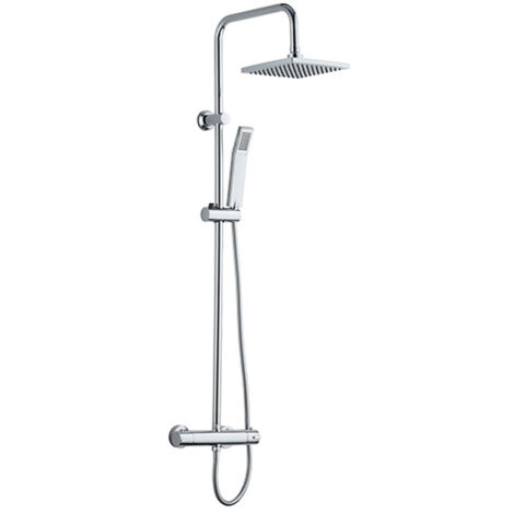 Edouard Rousseau – Colonne de douche sans robinetterie – Tête orientable 200x200mm avec picots anticalcaires – Flexible inox 1,5m double agrafage – Design moderne (1/5)