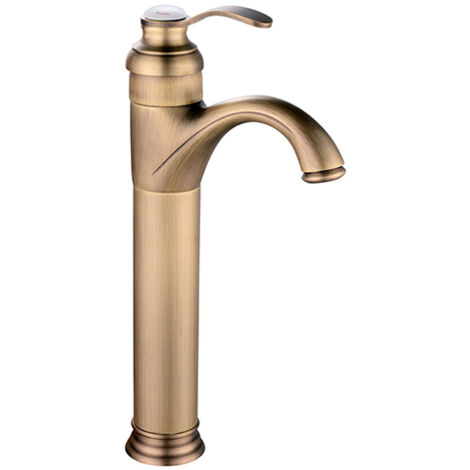 Edouard Rousseau – Mitigeur lavabo haut – Vieux bronze – Bec fixe – Hauteur 328 mm – Hauteur sous bec 224 mm – Cartouche céramique Ø 40 mm