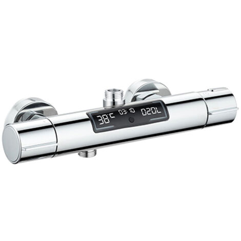 Edouard Rousseau – Mitigeur thermostatique de douche EKOGEST XL chromé – Écran de contrôle consommation et température – Corps froid – Sécurité anti-brûlure 38 °C